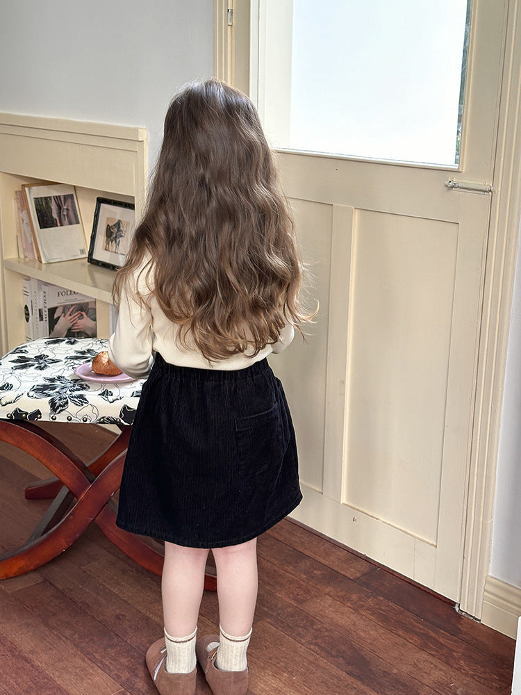 【現貨 90cm】柔軟坑條棉燈芯絨半身裙