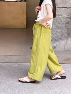 【100-170cm】肌理感水洗不易皺竹棉涼感防蚊褲