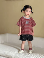 【80-150cm】卡通印花條紋T