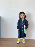 【80-150cm】牛仔連衣裙 | 牛仔襯衫外套