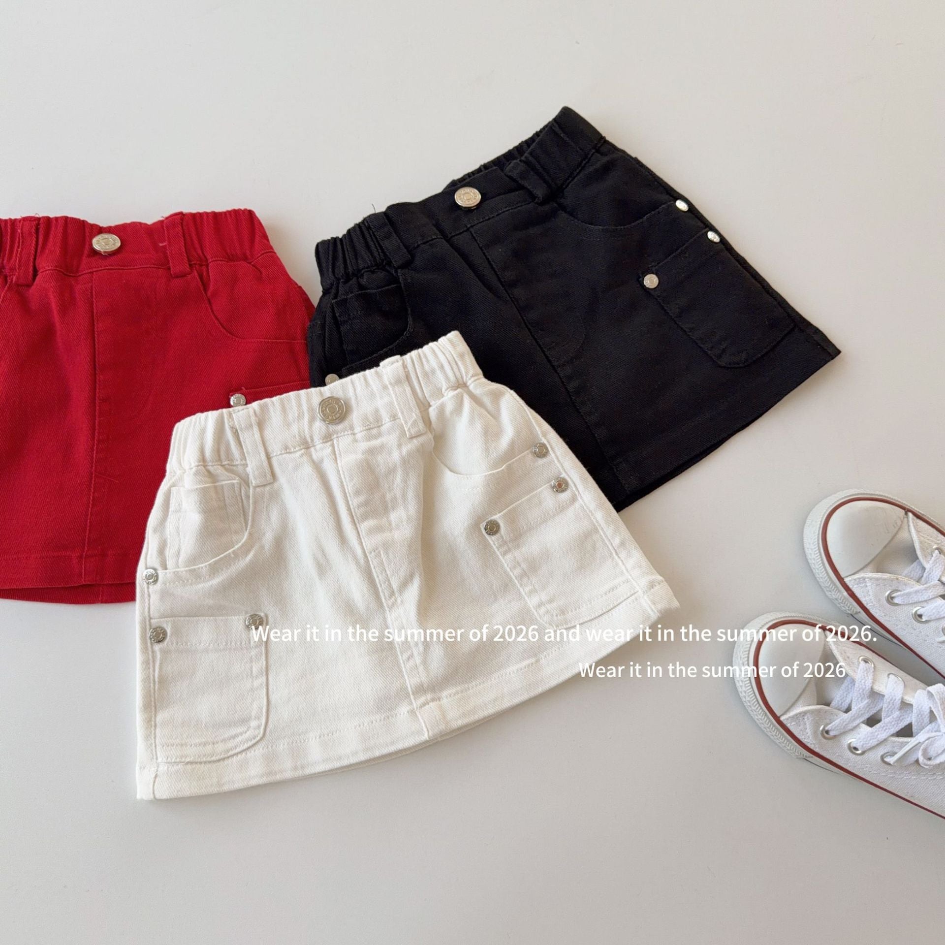 【90-150cm】鉚釘辣妹棉布短裙