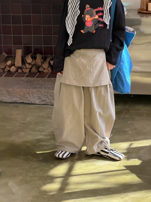 【100-160cm】純色寬鬆慵懶風直筒褲