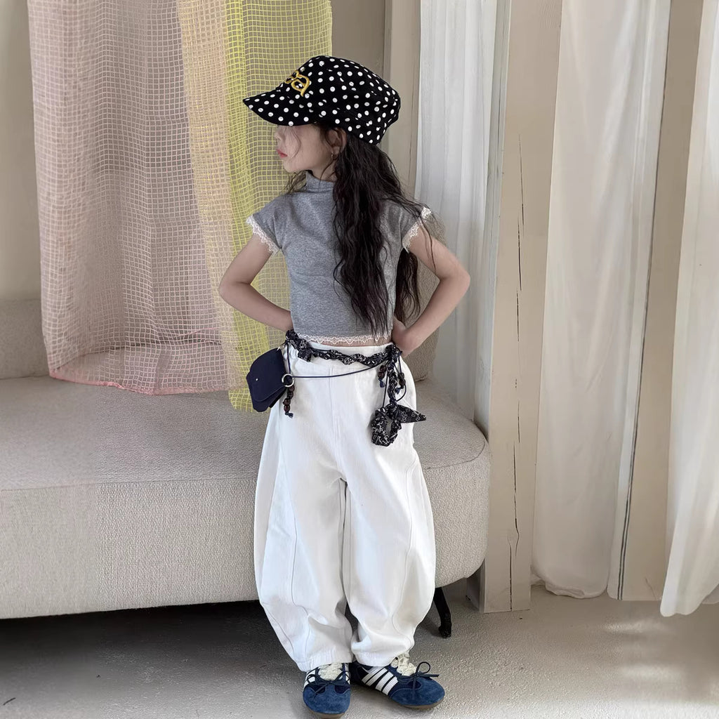 【90-150cm】氣球彎刀褲工裝闊腿褲