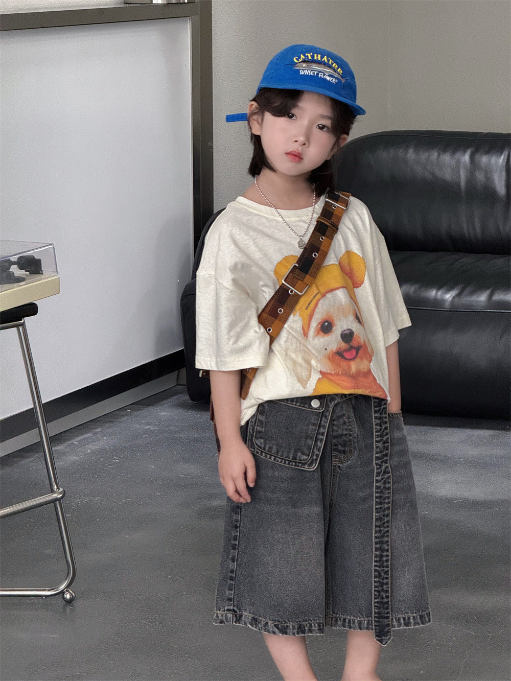 【100-160cm】韓系休閒卡通小狗T