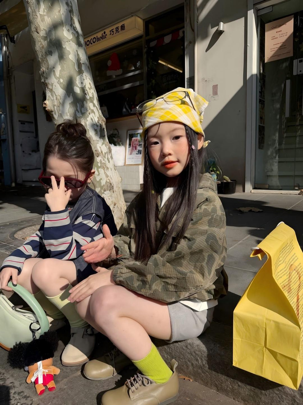 【90-140cm】寬鬆條紋T恤 | 牛仔馬甲 | 不規則針織短褲