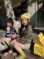 【90-140cm】寬鬆條紋T恤 | 牛仔馬甲 | 不規則針織短褲