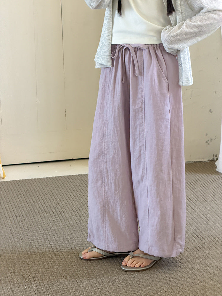 【100-170cm】肌理感水洗不易皺竹棉涼感防蚊褲