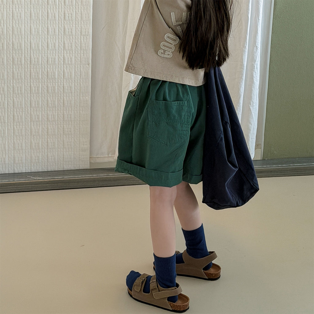【80-130cm】韓版刺繡字母休閒五分褲