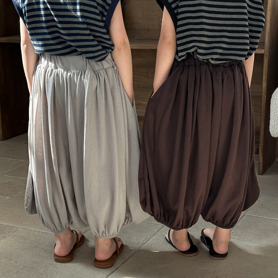 【80-140cm】純色棉質燈籠防蚊褲