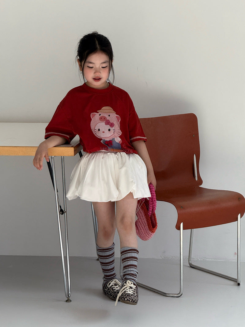 【120-160cm】雲朵蓬蓬感花苞 鬆緊腰燈籠裙