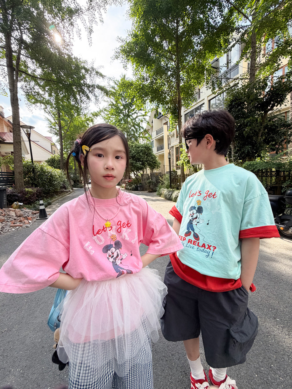 【100-160cm】美式叛逆米奇印花T