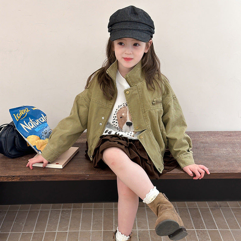 【現貨 160cm】韓版帥氣工裝機車夾克