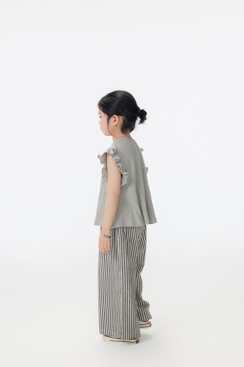 【90-150cm / F】【親子裝】日系竹節坑條小飛袖娃娃衫