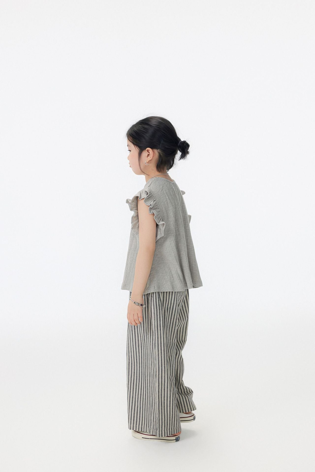 【90-150cm / F】【親子裝】日系竹節坑條小飛袖娃娃衫