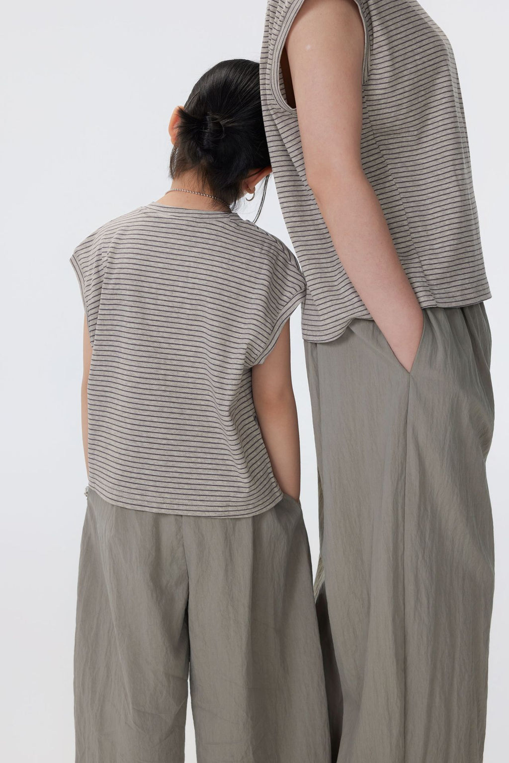 【90-150cm / F】【親子裝】日系條紋落肩短袖
