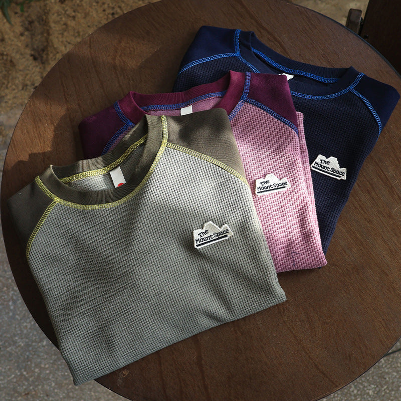 【現貨 110cm】華夫格拼接上衣