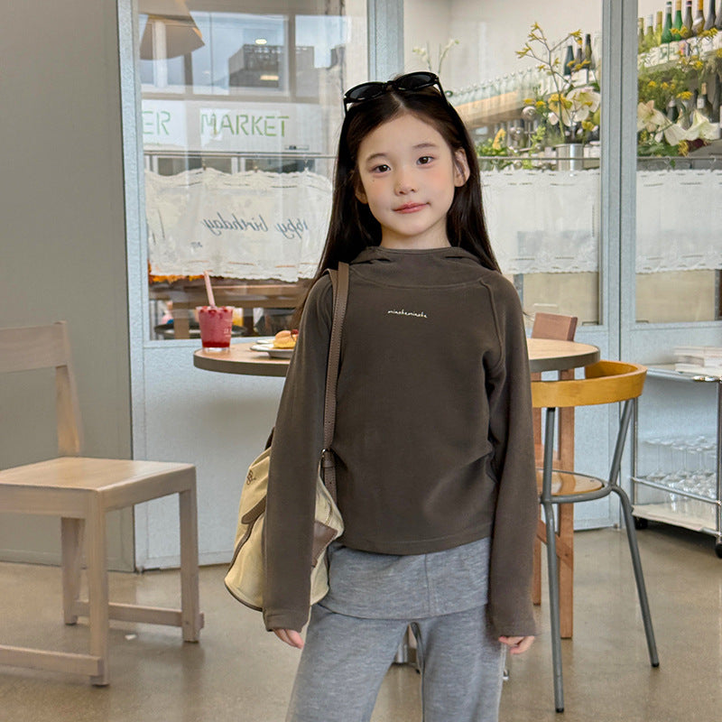 【100-170cm】꒰4色꒱質感控必入款！絨感字母刺繡連帽上衣