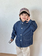 【80-150cm】牛仔連衣裙 | 牛仔襯衫外套