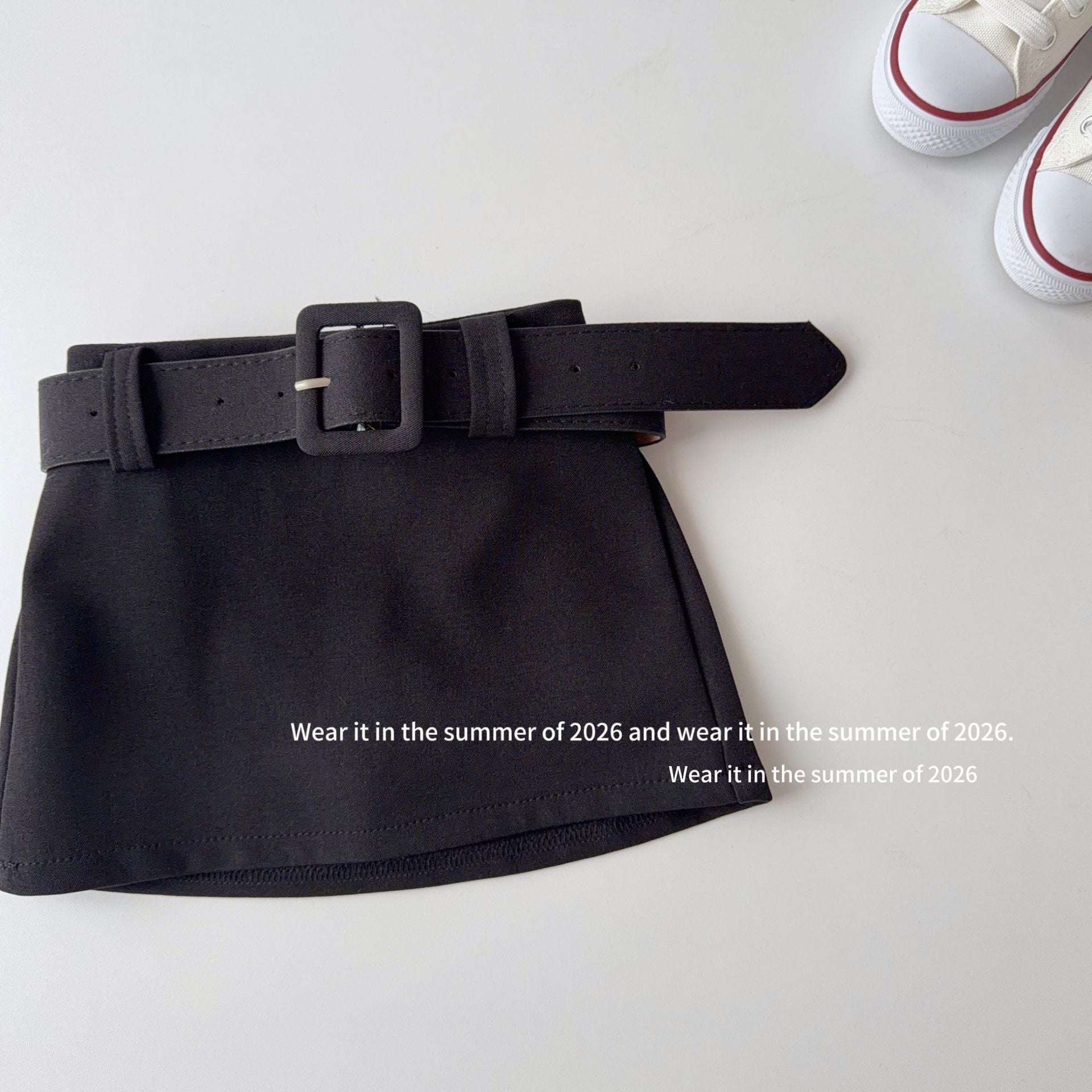 【現貨-黑120cm】【送皮帶】短褲裙