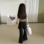 【100-170cm】韓系辣妹修身撞色條紋小背心