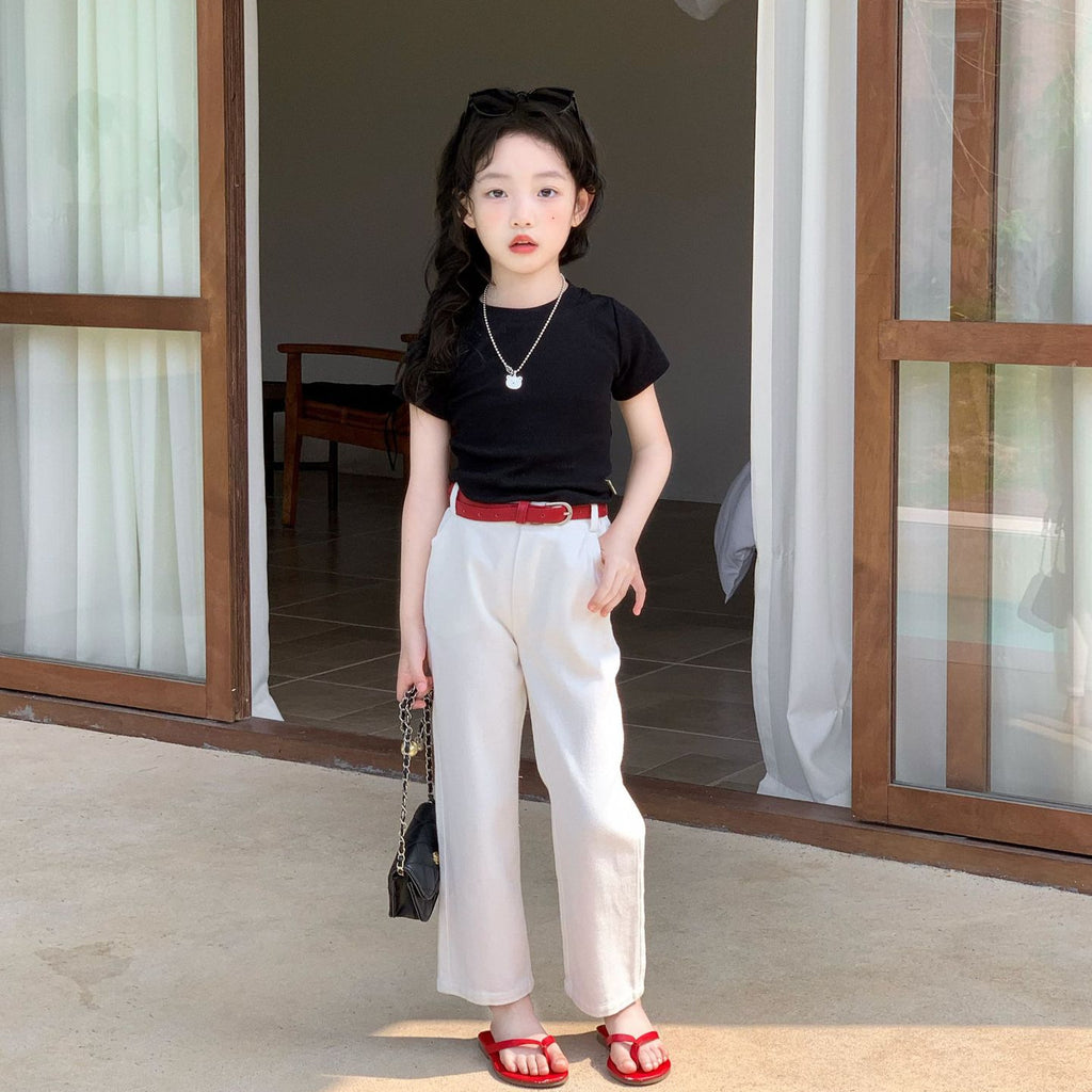 【90-150cm】美式牛仔棉窄直筒褲
