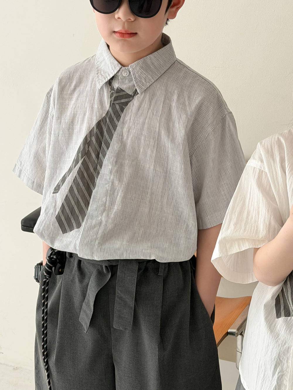 【100-160cm】韓版學院風襯衫