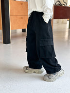 【100-170cm】水洗全棉帥氣口袋工裝褲