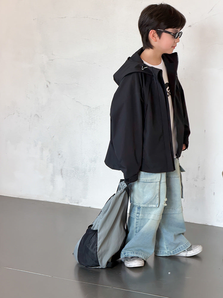 【100-170cm】帥氣連帽戶外防水衝鋒外套