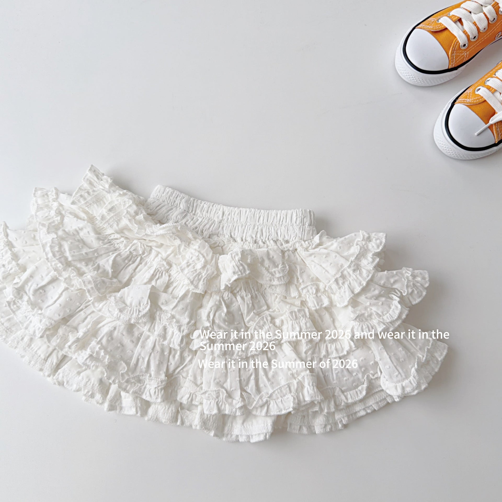 【90-150cm】多層褶皺木耳花邊褲裙