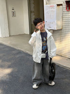 【90-160cm】韓版帥氣休閒戶外衝鋒衣外套