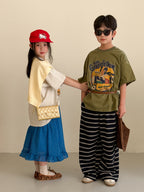 【100-160cm】字母圓領休閒寬鬆短袖