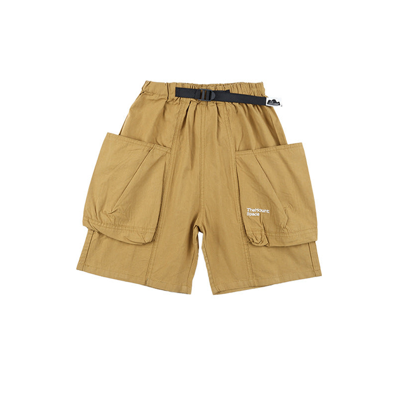 【110-170cm】戶外輕薄透氣水洗棉工裝短褲