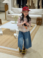 【100-160cm】百搭條紋米奇印花T+網紗兩件套