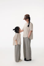 【90-150cm / M.L】【親子裝】日系前擺圓弧寬版短袖