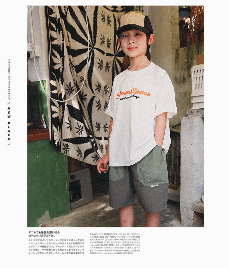 【110-170cm】撞色速乾工裝短褲