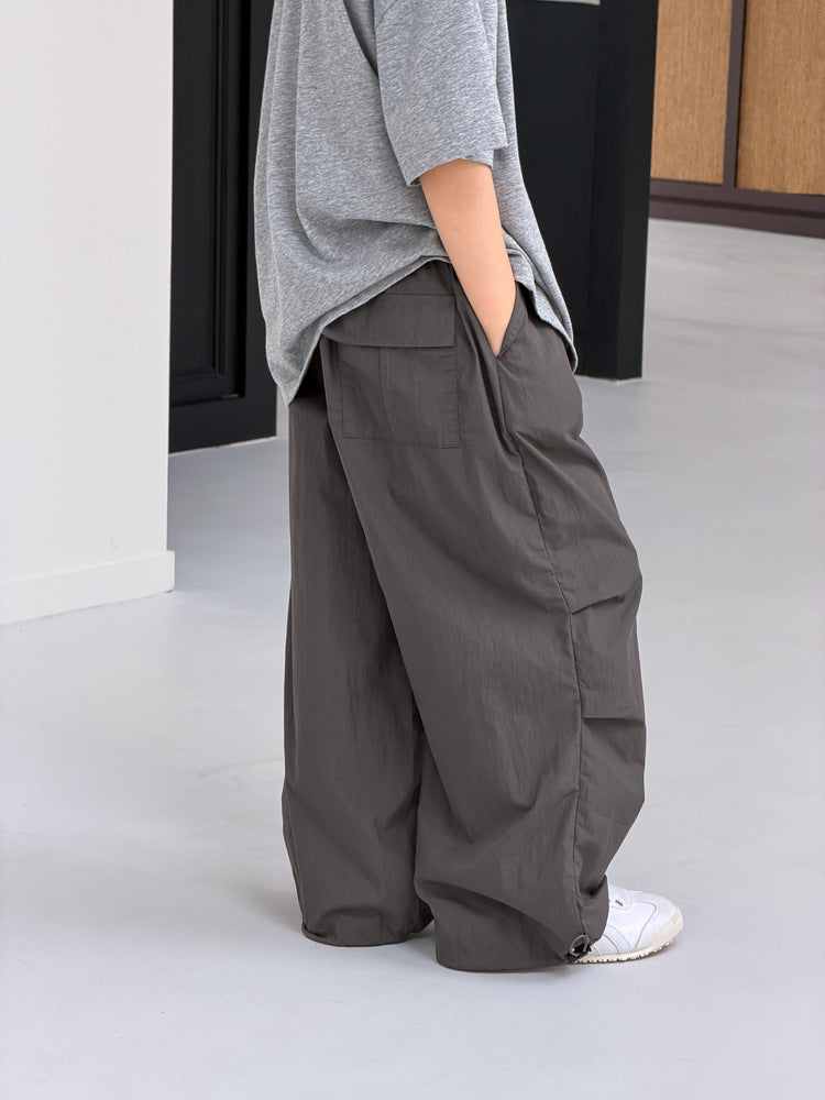 【100-170cm】拼接分割休閒工裝褲