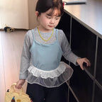 【90-140cm】韓版打底衫吊帶套裝