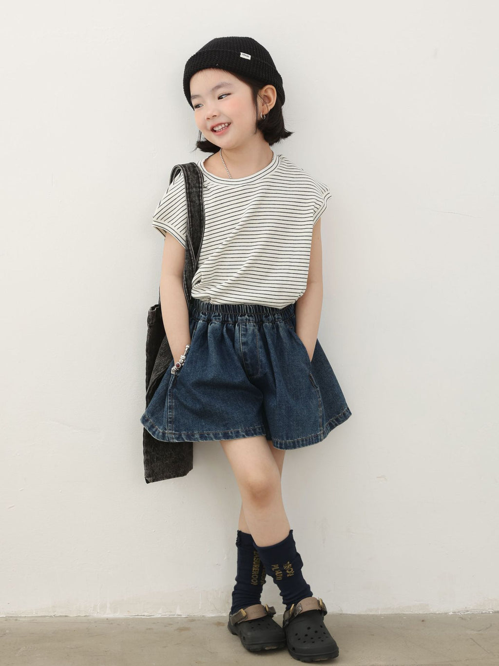 【90-150cm / F】【親子裝】日系條紋落肩短袖