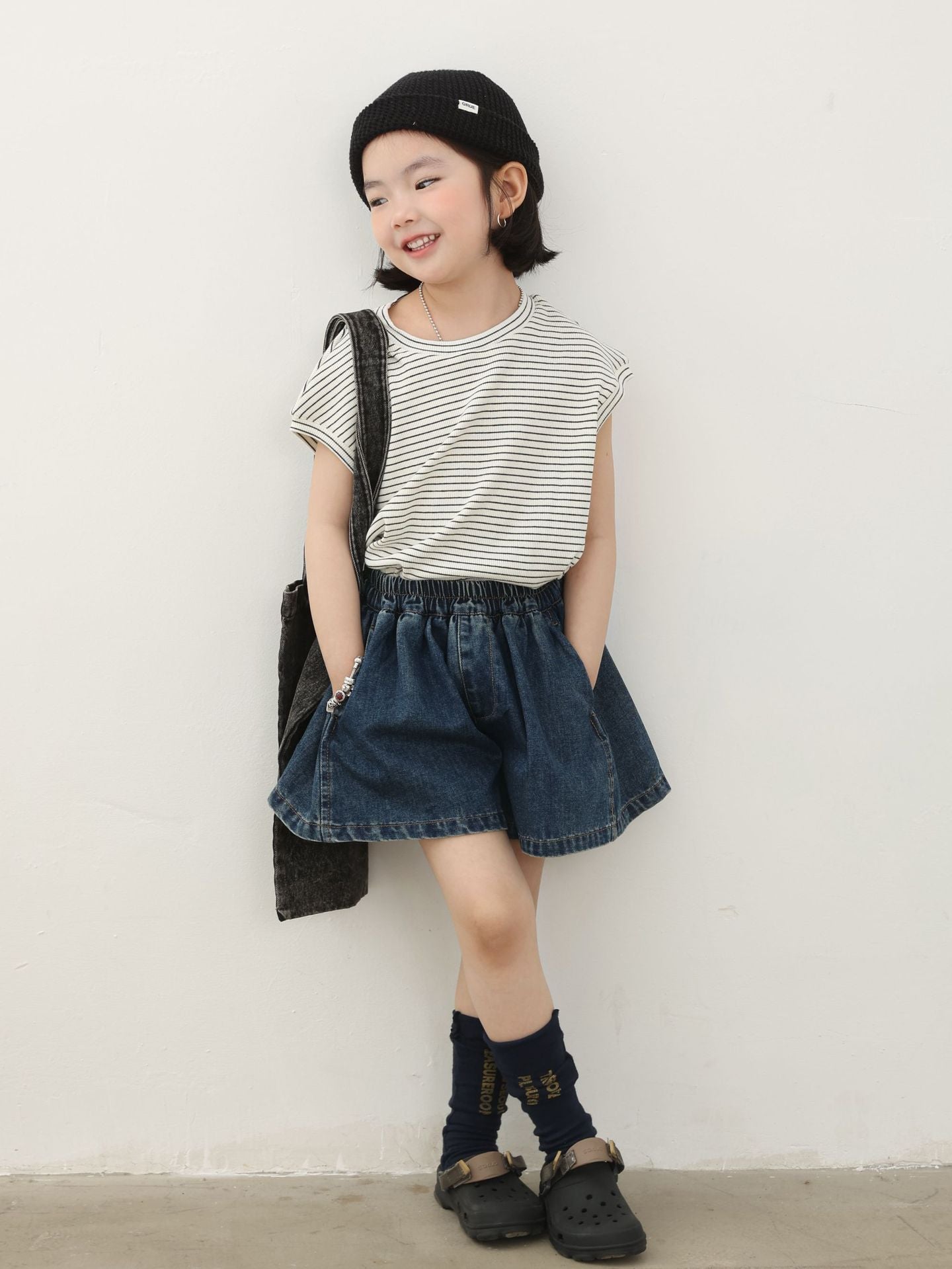 【90-150cm / F】【親子裝】日系條紋落肩短袖