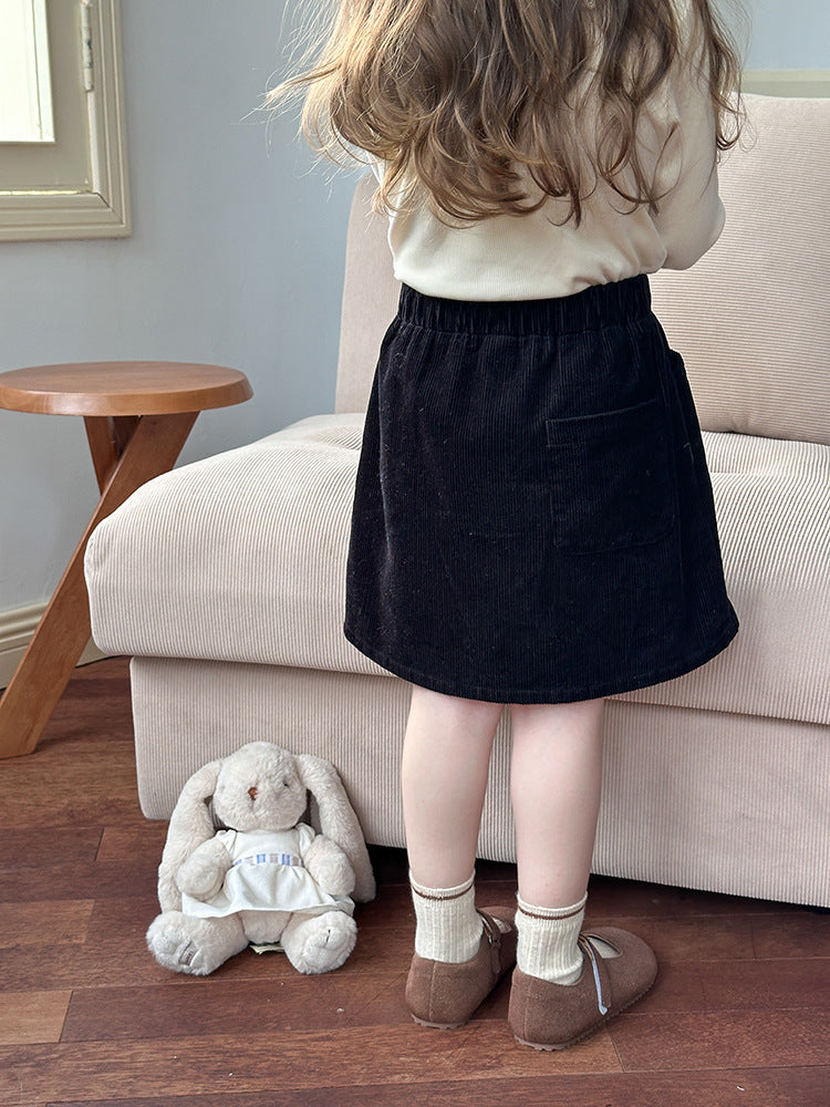 【現貨 90cm】柔軟坑條棉燈芯絨半身裙