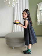 【100-170cm】韓系學院風復古格子娃娃領背心裙
