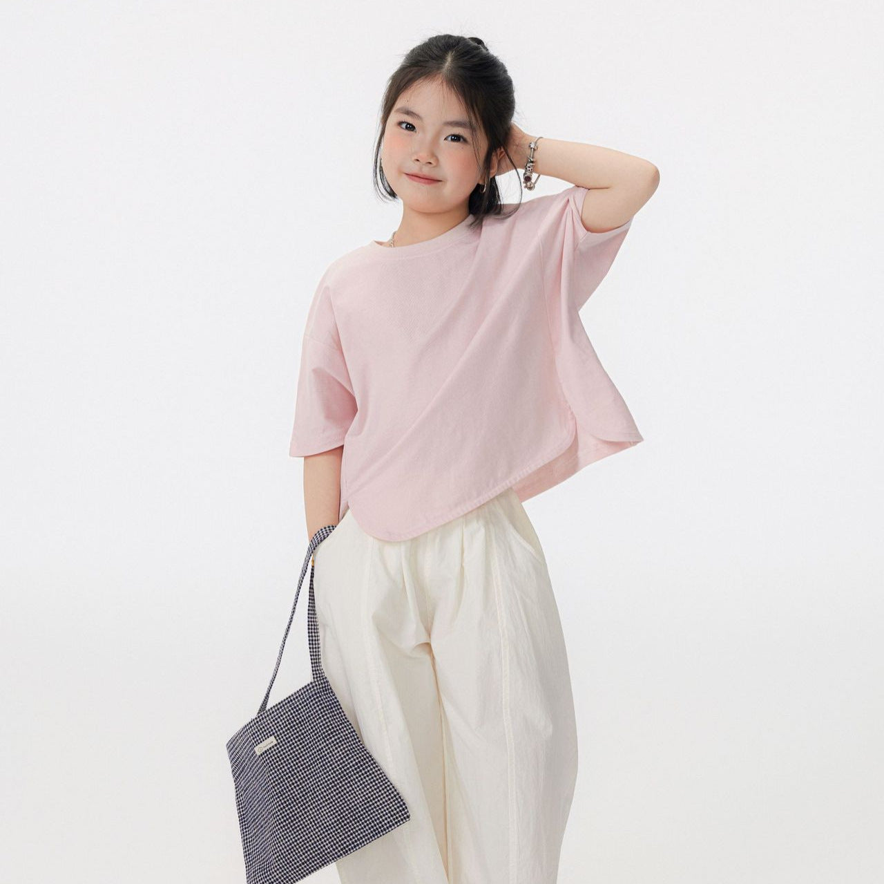 【90-150cm / M.L】【親子裝】日系前擺圓弧寬版短袖