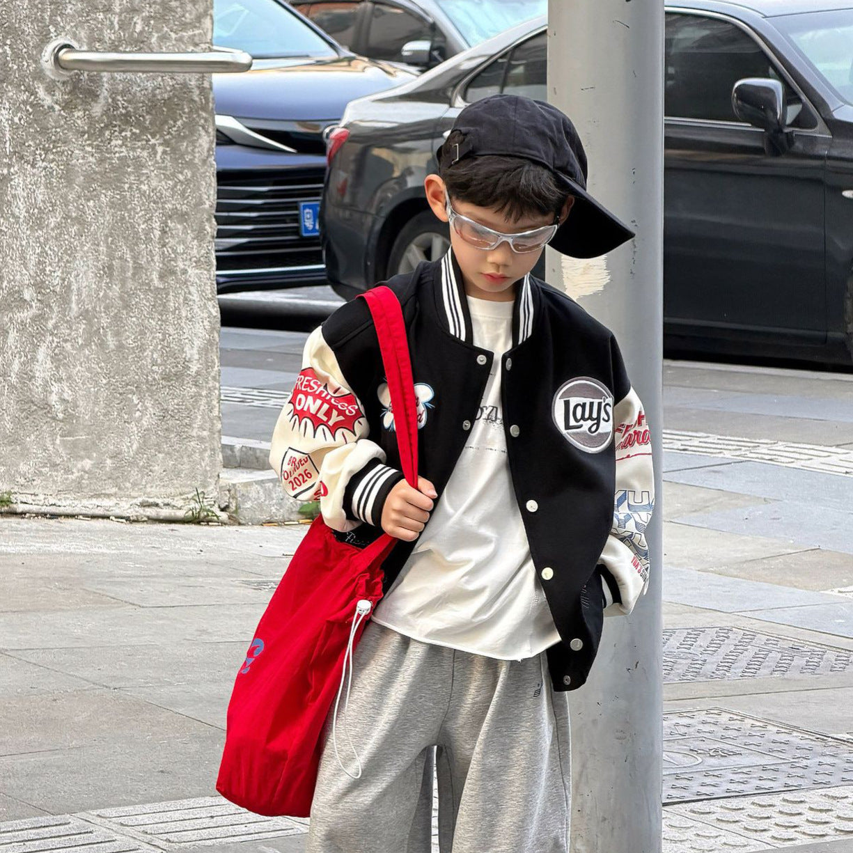 【90-160cm】美式個性寬鬆撞色棒球外套