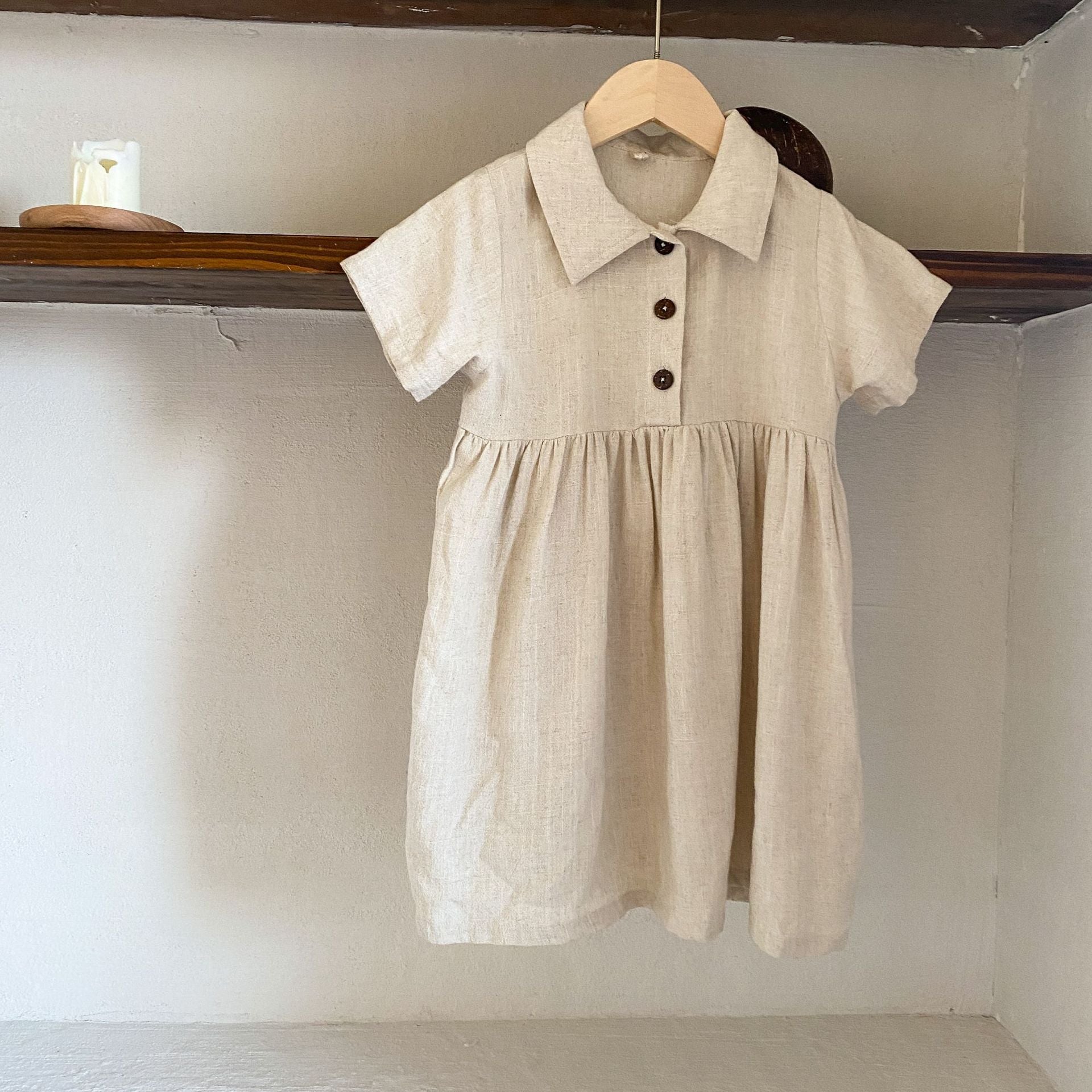 【現貨-110 cm】亞麻連身裙