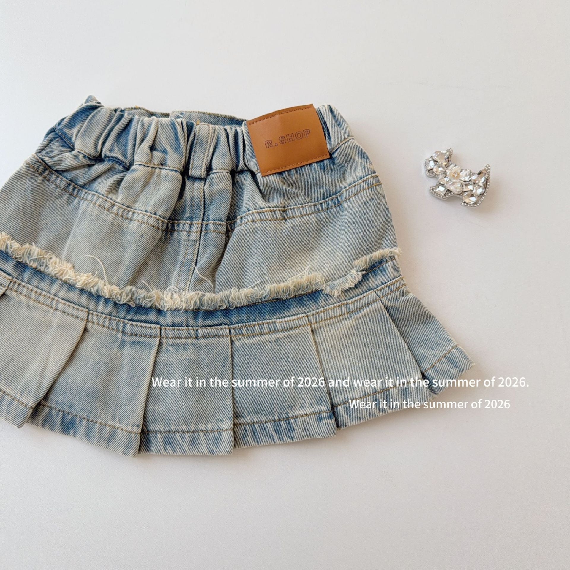 【90-150cm】荷葉邊牛仔A字半身裙