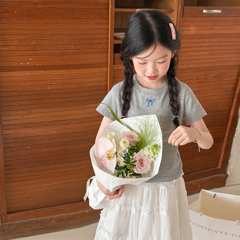【100-170cm】精緻點睛刺繡蝴蝶結T