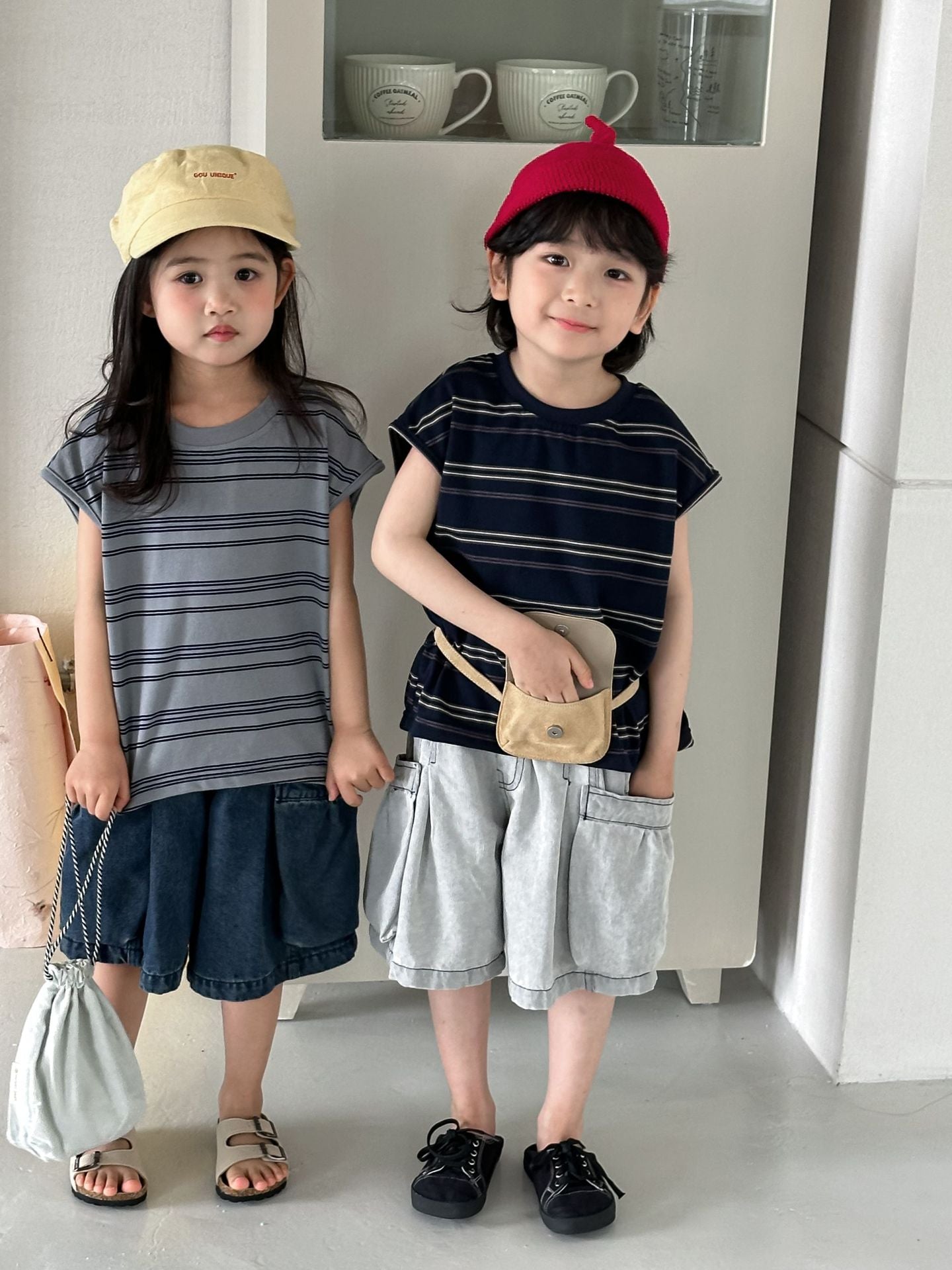 【80-140cm】條紋寬鬆無袖背心