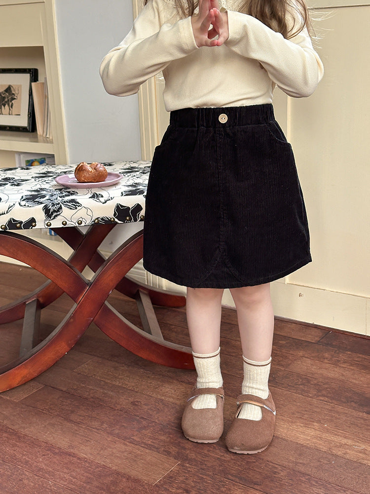 【現貨 90cm】柔軟坑條棉燈芯絨半身裙