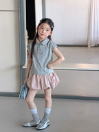 【100-170cm】甜美可愛雙側抽繩褶皺花苞短裙