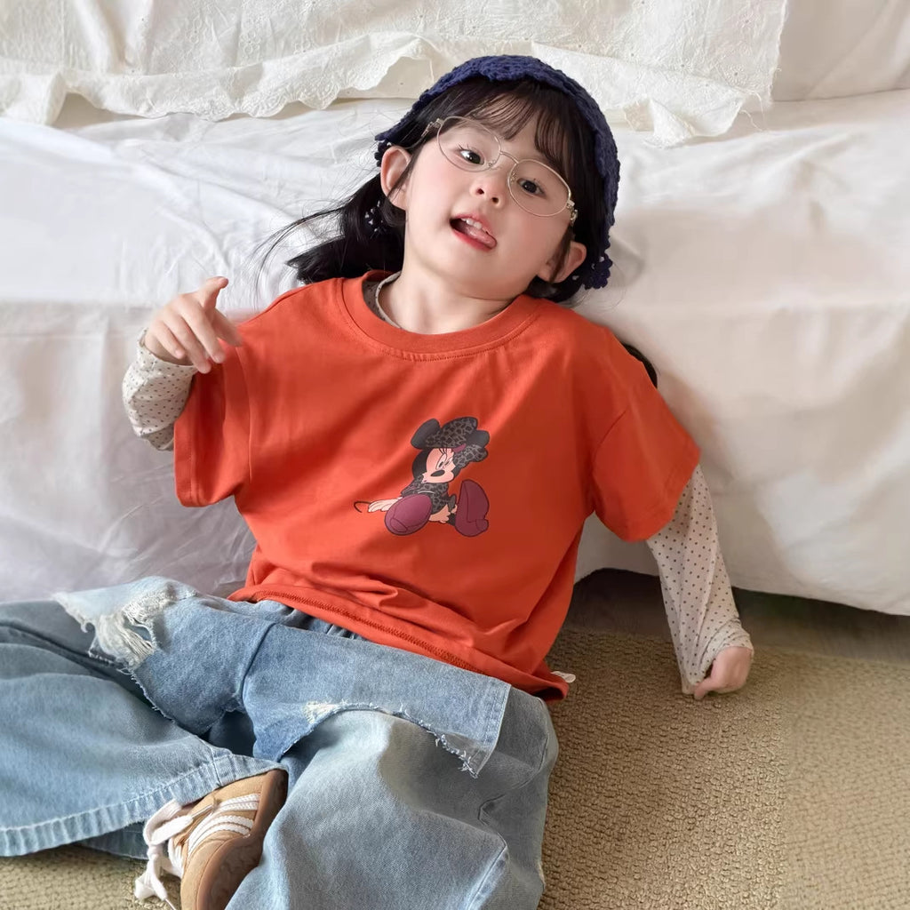 【90-140cm】米妮可愛真兩件上衣 | 破洞牛仔褲